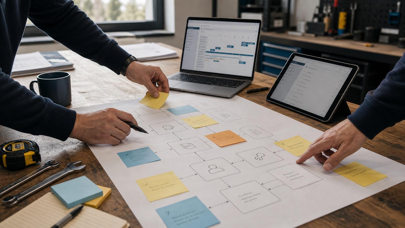 Beratungsworkshop mit digitaler Prozessübersicht