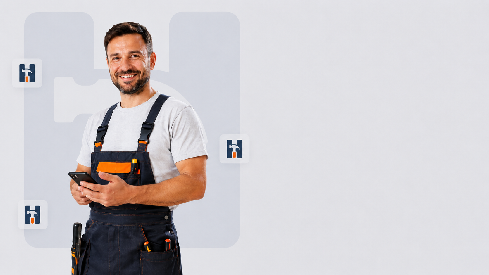 Hausmeister dokumentiert eine Objektkontrolle mit dem Smartphone